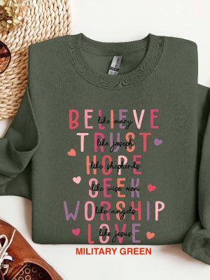 Believe Like Mary Shirt Trust Like Joseph Shirt Hope Like Shepherds Shirt Love Like Jesus Shirt Valentines Day Shirt Religious Shirt Unique revetee 6