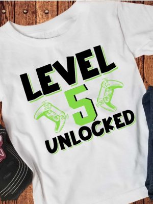 Video Game Birthday Shirt Kids Gamer Bday Shirt Level Unlocked Boys Game Controller Shirt Unique revetee 3