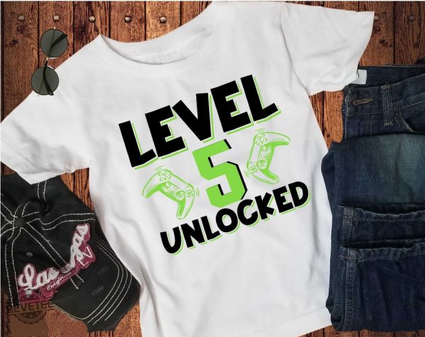 Video Game Birthday Shirt Kids Gamer Bday Shirt Level Unlocked Boys Game Controller Shirt Unique revetee 3