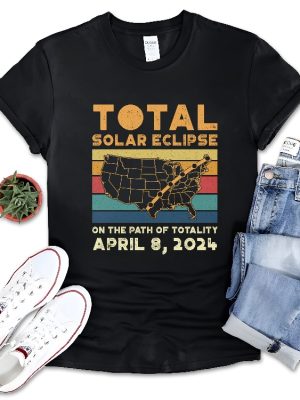 Total Solar Eclipse Shirt April 8 2024 Tee Usa Map Path Of Totality Spring Astronomy Eclipse Souvenir Gift America Totality Unique revetee 2