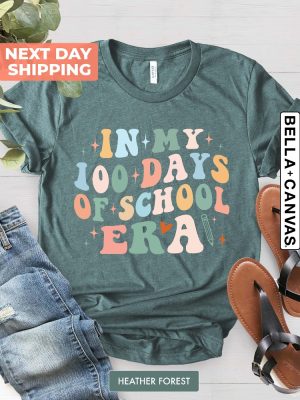 In My 100 Days Of School Era Shirt 100 Days Shirt Teachers 100Th Days Of School Cheerful Tee Girls Student Outfit Colorful Outfit Unique revetee 2