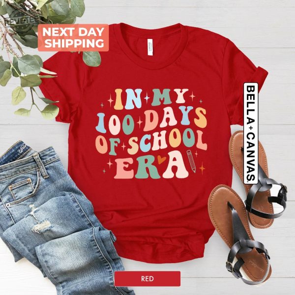 In My 100 Days Of School Era Shirt 100 Days Shirt Teachers 100Th Days Of School Cheerful Tee Girls Student Outfit Colorful Outfit Unique revetee 3