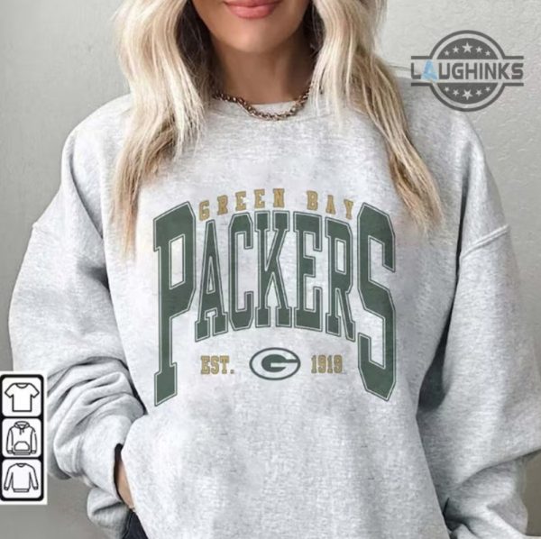 packers tshirt sweatshirt hoodie mens womens vintage green bay packers football crewneck shirts retro est 1919 game day tee gift for fans laughinks 4