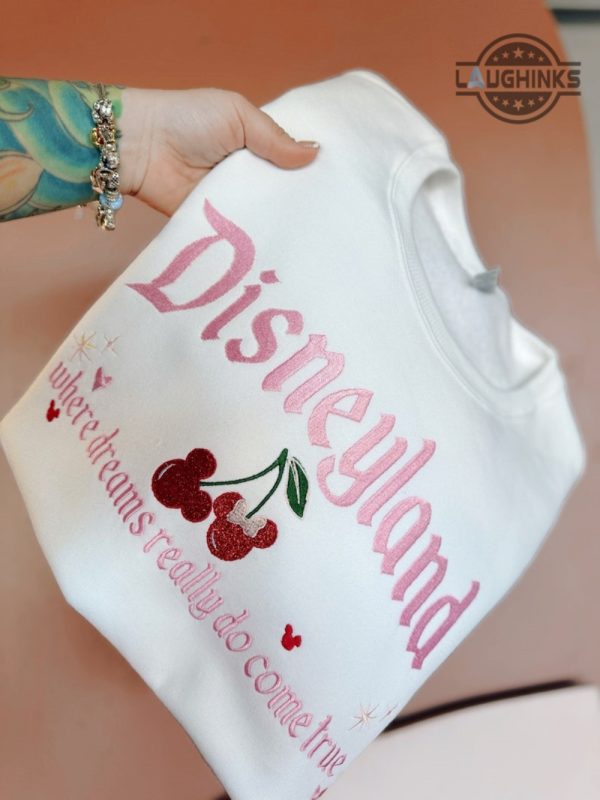 valentine disney ears embroidered shirt sweatshirt hoodie sweethearts disneyland tee mickey minnie cherries where dreams really do come true embroidery tshirt laughinks 1