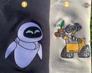 walle and eve embroidered shirt sweatshirt hoodie disney characters couple matching shirts wall e and eva embroidery tshirt custom movies valentines day gift laughinks 1