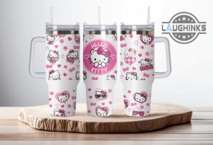 valentine hello kitty cup 40 oz pink cat 40oz stanley tumbler dupe with handle valentines day gift sanrio travel stainless steel mug for starbucks coffee lover laughinks 1