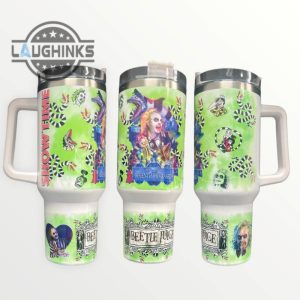 beetlejuice 40oz quencher tumbler with optional personalisation 40 oz stainless steel stanley cups dupe with handle laughinks 1