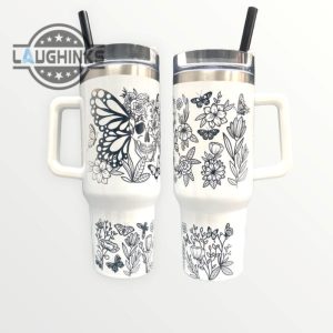skull and butterfly 40oz quencher tumbler 40 oz stainless steel stanley cups dupe with handle laughinks 1