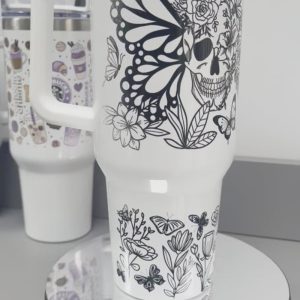 skull and butterfly 40oz quencher tumbler 40 oz stainless steel stanley cups dupe with handle laughinks 1 1