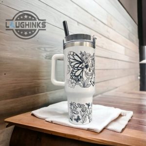 skull and butterfly 40oz quencher tumbler 40 oz stainless steel stanley cups dupe with handle laughinks 1 3