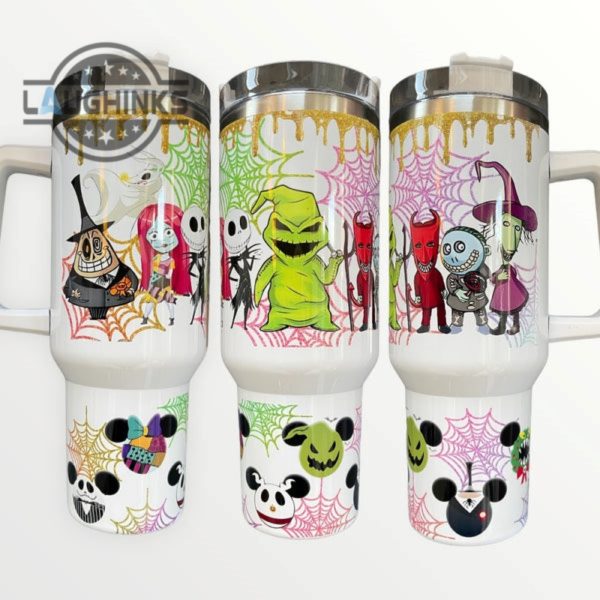 nightmare before christmas halloween town 40oz quencher tumbler 40 oz stainless steel stanley cups dupe with handle laughinks 1