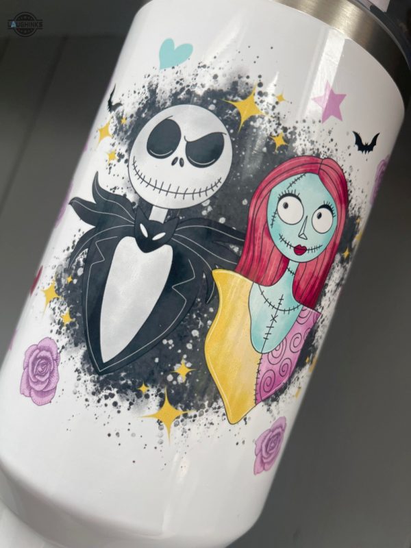 nightmare before christmas jack and sally 40oz quencher tumbler 40 oz stainless steel stanley cups dupe with handle laughinks 1 6