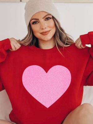 Valentines Day Shirt For Women Heart Valentines Sweatshirt Glitter Valentines Shirt Love Sweatshirt Womens Valentines Shirt Gift Unique revetee 2