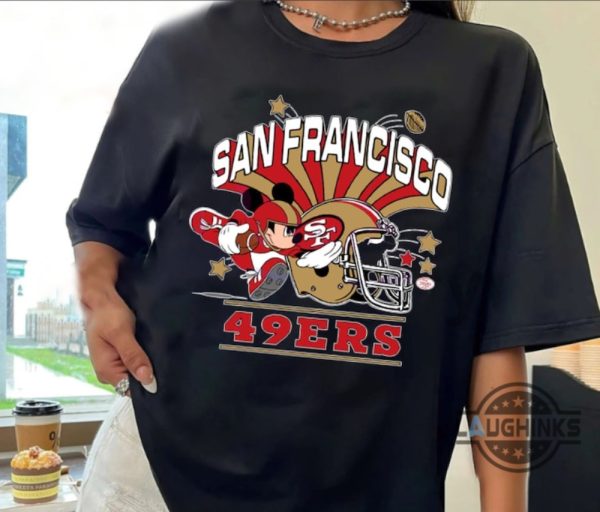mickey 49ers shirt sweatshirt hoodie mens womens funny mickey mouse football san francisco 49ers crewneck tee disney sf 49ers nfl tshirt laughinks 1