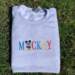 mickey mouse crewneck tshirt sweatshirt hoodie mens womens vintage embroidered crew neck shirts retro disney embroidery gift for fans laughinks 4