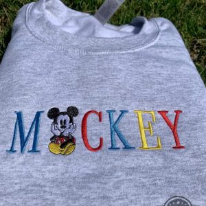 mickey mouse crewneck tshirt sweatshirt hoodie mens womens vintage embroidered crew neck shirts retro disney embroidery gift for fans laughinks 5