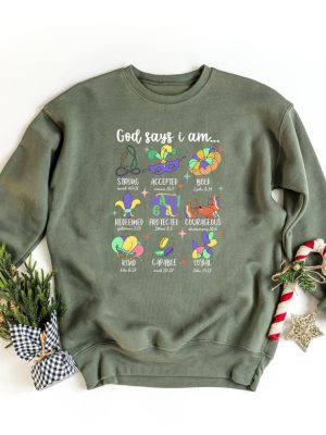 Mardi Gras God Says Im Sweatshirt Gift Fat Tuesday Sweatshirt Mardi Gras Party Shirt Mardi Gras Vibes Tees Christian Mardi Gras Shirt Unique revetee 4