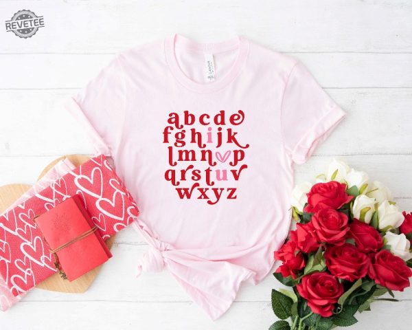 Valentines Teacher Shirt Valentine Teacher Shirt Teacher Alphabet Shirt Alphabet Tee Valentines Teacher Shirt Retro Teacher Shirt Unique revetee 1