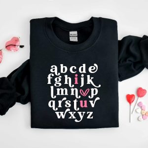 Valentines Teacher Shirt Valentine Teacher Shirt Teacher Alphabet Shirt Alphabet Tee Valentines Teacher Shirt Retro Teacher Shirt Unique revetee 4