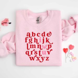 Valentines Teacher Shirt Valentine Teacher Shirt Teacher Alphabet Shirt Alphabet Tee Valentines Teacher Shirt Retro Teacher Shirt Unique revetee 5