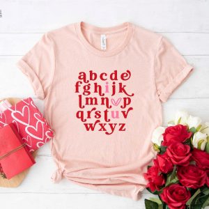 Valentines Teacher Shirt Valentine Teacher Shirt Teacher Alphabet Shirt Alphabet Tee Valentines Teacher Shirt Retro Teacher Shirt Unique revetee 6