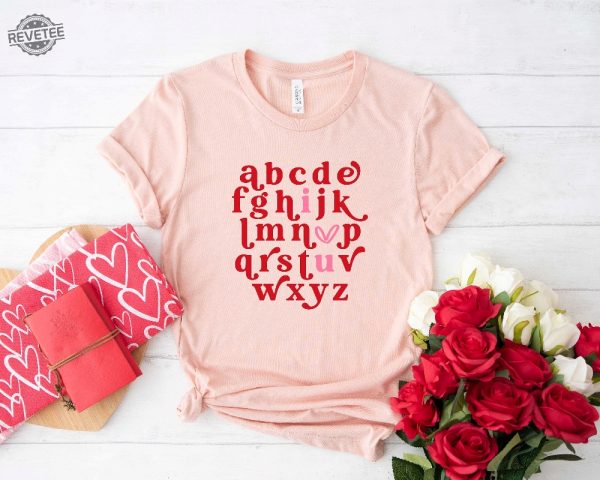 Valentines Teacher Shirt Valentine Teacher Shirt Teacher Alphabet Shirt Alphabet Tee Valentines Teacher Shirt Retro Teacher Shirt Unique revetee 6