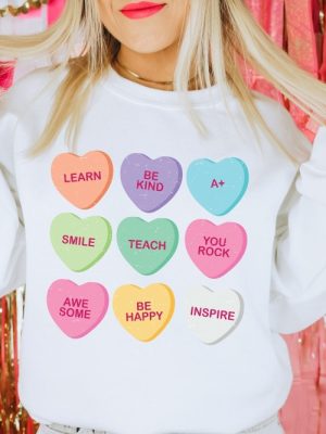 Teacher Shirts Teacher Valentines Day Shirt Candy Heart T Shirt Valentines Tee For Teachers Teacher Valentine Shirt Teacher Sweatshirt Unique revetee 4