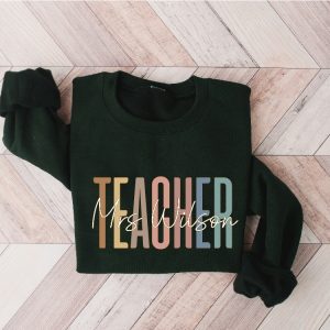 Custom Teacher Sweatshirt Teacher Mrs Sweatshirt Cute Teacher Crewneck Teacher Appreciation Gift Gift For Teacher Retro Teacher Shirt Unique revetee 3
