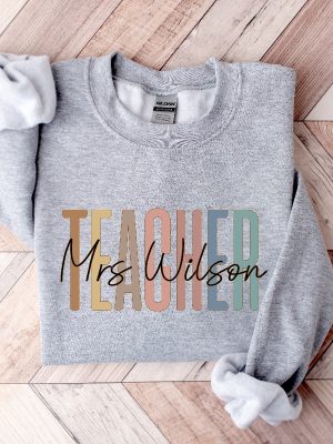 Custom Teacher Sweatshirt Teacher Mrs Sweatshirt Cute Teacher Crewneck Teacher Appreciation Gift Gift For Teacher Retro Teacher Shirt Unique revetee 5