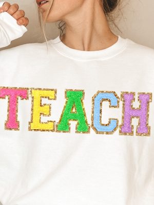 Teacher Sweatshirt Teacher Shirts Custom Teacher Gifts Personalized Teach Sweatshirt Embroidered Teacher Valentines Day Gift Unique revetee 2