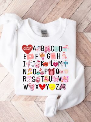 Teacher Valentine Sweatshirt Teacher Valentines Alphabet Shirt Valentines Day Shirt For Teachers Teacher Valentines Day Teacher Gift Unique revetee 3