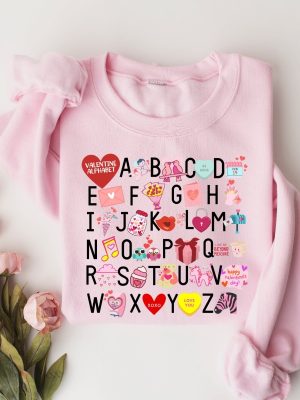 Teacher Valentine Sweatshirt Teacher Valentines Alphabet Shirt Valentines Day Shirt For Teachers Teacher Valentines Day Teacher Gift Unique revetee 4