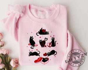 Valentine Black Cat Shirt Black Cat Love Sweatshirt Kitten Valentine Hoodie Cat Lover Gift Cat Mom Tshirt Lover Gift Heart Cat Shirt giftyzy 2