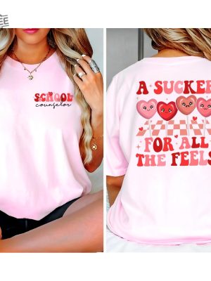 Valentine School Counselor Shirt Heart Feel All The Feels Mental Health Valentine School Psychologist Shirt Counselor Aba Rbt Valentine Unique revetee 4