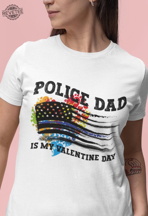 Us Flag Hearts Shirt Cop Valentine Tee Police Dad Gift Police Support Shirt Valentines Day Unique revetee 1