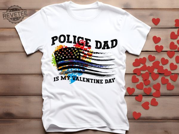 Us Flag Hearts Shirt Cop Valentine Tee Police Dad Gift Police Support Shirt Valentines Day Unique revetee 2