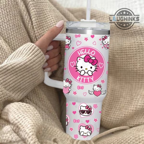 hello kitty stanley 40oz cup dupe 40 oz sanrio character stainless steel tumbler starbucks coffee pink valentines day gift cartoon travel cups laughinks 1