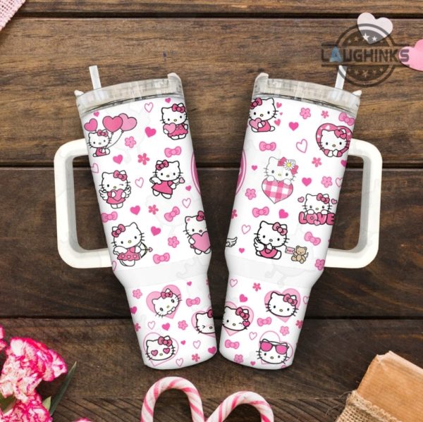 hello kitty stanley 40oz cup dupe 40 oz sanrio character stainless steel tumbler starbucks coffee pink valentines day gift cartoon travel cups laughinks 2