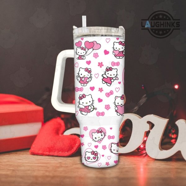 hello kitty stanley 40oz cup dupe 40 oz sanrio character stainless steel tumbler starbucks coffee pink valentines day gift cartoon travel cups laughinks 3