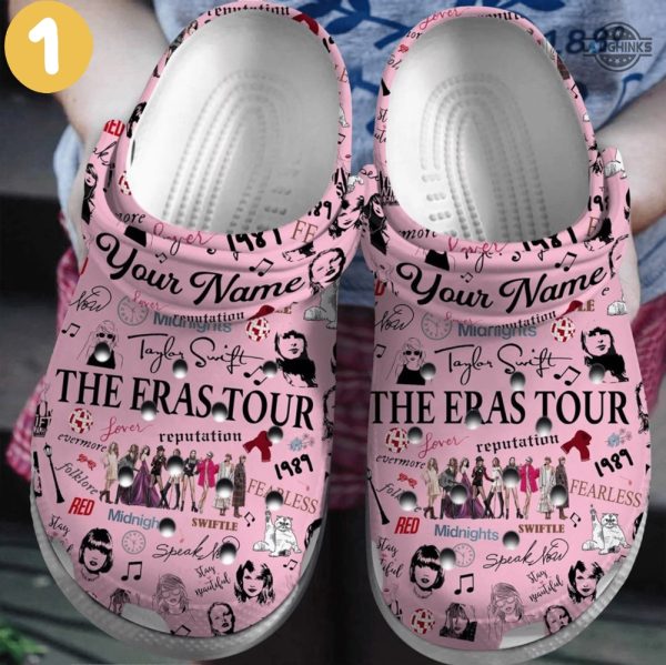 taylor swift crocs personalized the eras tour clogs shoes swiftie custom name slippers mens womens gift for fan 1989 lover red reputation folklore evermore laughinks 1