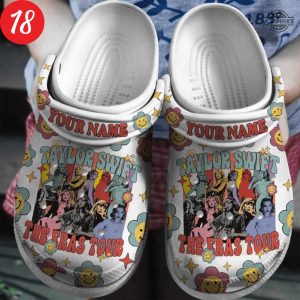 taylor swift crocs personalized the eras tour clogs shoes swiftie custom name slippers mens womens gift for fan 1989 lover red reputation folklore evermore laughinks 10