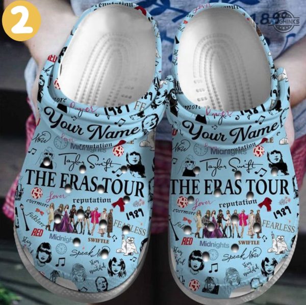 taylor swift crocs personalized the eras tour clogs shoes swiftie custom name slippers mens womens gift for fan 1989 lover red reputation folklore evermore laughinks 12