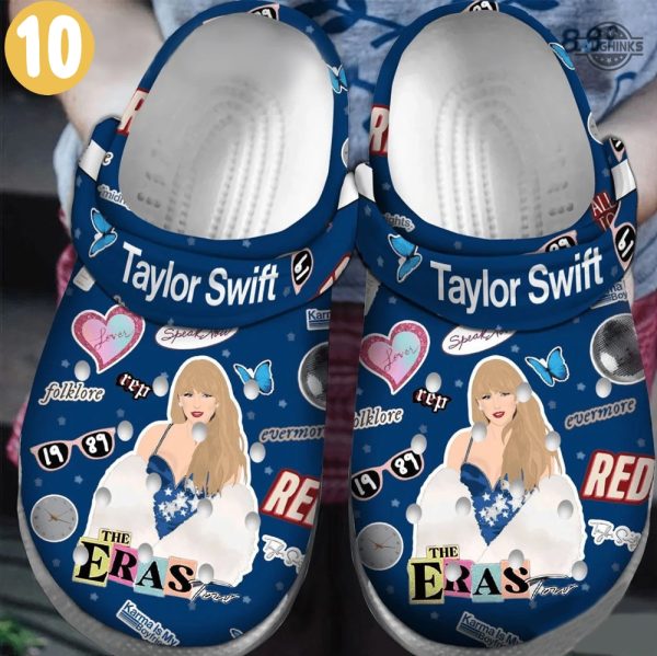 taylor swift crocs personalized the eras tour clogs shoes swiftie custom name slippers mens womens gift for fan 1989 lover red reputation folklore evermore laughinks 2