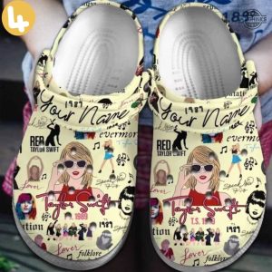 taylor swift crocs personalized the eras tour clogs shoes swiftie custom name slippers mens womens gift for fan 1989 lover red reputation folklore evermore laughinks 20