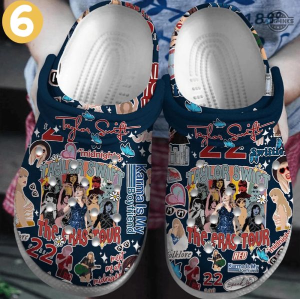 taylor swift crocs personalized the eras tour clogs shoes swiftie custom name slippers mens womens gift for fan 1989 lover red reputation folklore evermore laughinks 22