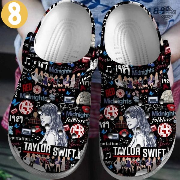 taylor swift crocs personalized the eras tour clogs shoes swiftie custom name slippers mens womens gift for fan 1989 lover red reputation folklore evermore laughinks 24