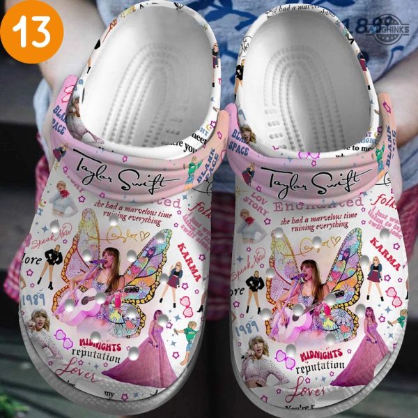 taylor swift crocs personalized the eras tour clogs shoes swiftie custom name slippers mens womens gift for fan 1989 lover red reputation folklore evermore laughinks 5