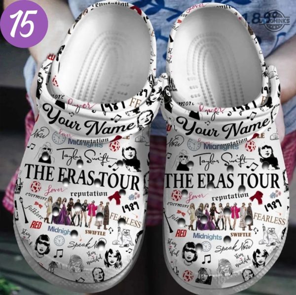 taylor swift crocs personalized the eras tour clogs shoes swiftie custom name slippers mens womens gift for fan 1989 lover red reputation folklore evermore laughinks 7