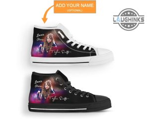 taylor swift custom shoes taylor swift fan art high top sneakers custom name lover swifties fan gift black and white sole for womens mens laughinks 1