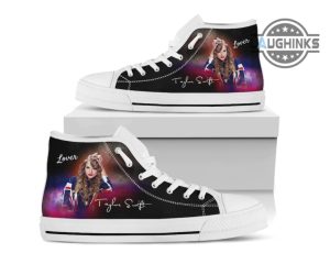 taylor swift custom shoes taylor swift fan art high top sneakers custom name lover swifties fan gift black and white sole for womens mens laughinks 2